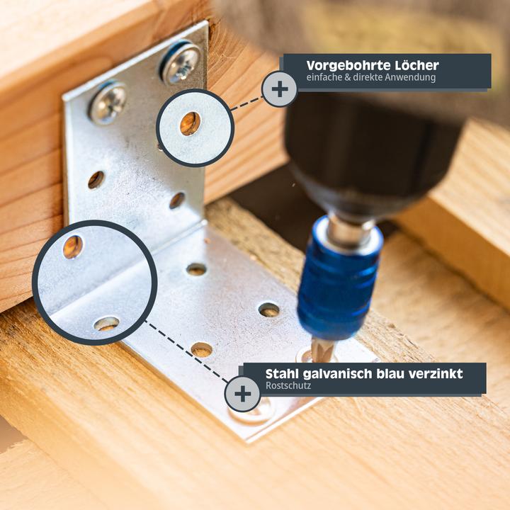 Produktbild Helpmate Lochplattenwinkel 100x100x90, verzinkt, 12 Stück, mit Sicke (Lochplattenwinkel, 12 Stk.)