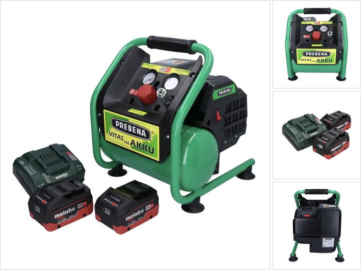 Image du produit Prebena VITAS 100-AKKU Compresseur 18 V 5 l 8 bar CAS Brushless + 2x batterie 8,0 Ah + chargeur (8 bar, 5 l)