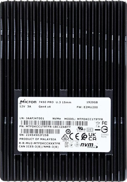 Produktbild Micron 7450 PRO NVMe U.3 SSD (1920 GB, 2.5")