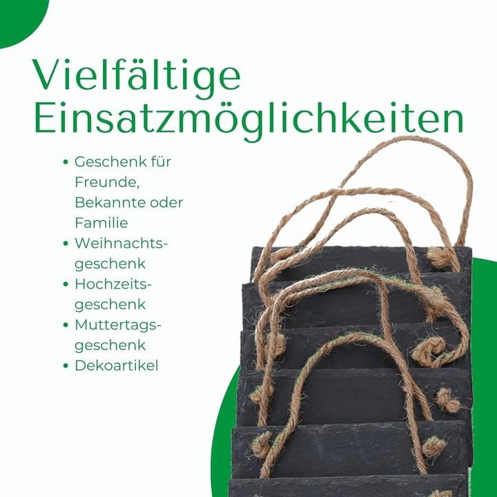 Produktbild Novaliv Schiefertafel zum Aufhängen mit Juteband Memotafel Kreidetafel Wandeko (6, 8 cm Tafel) (Wandtafel, 12 x 8 cm)