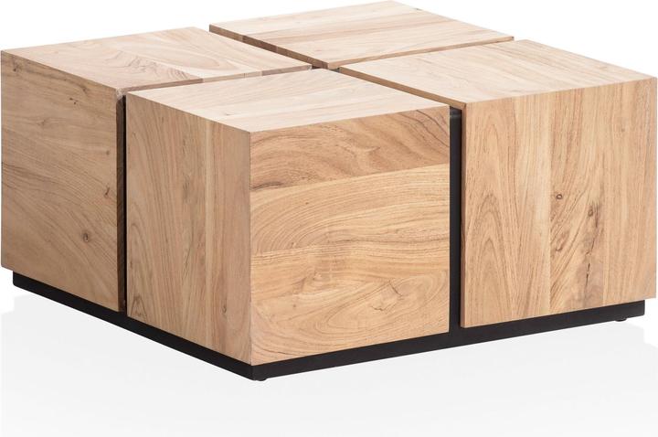 FineBuy Couchtisch Sofatisch Akazie Massivholz 62 cm Quadratisch Wohnzimmertisch (62 x 62 x 33 cm)