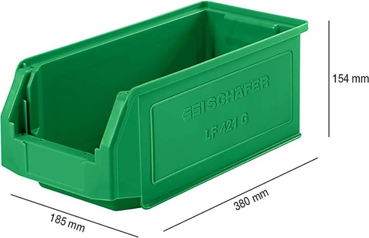 Produktbild SSI Schäfer Sichtlagerkasten LF 421, Polypropylen, L 380 x B 185 x H 154 mm, 7,8 l, div. Farben