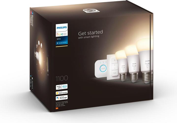 Produktbild Philips Hue White Starter Set (E27, 9.50 W, 1055 lm, 3 x, F)