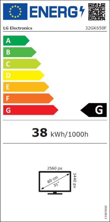 Energie-Label LG 32GK650F-B (2560 x 1440 Pixel, 32")