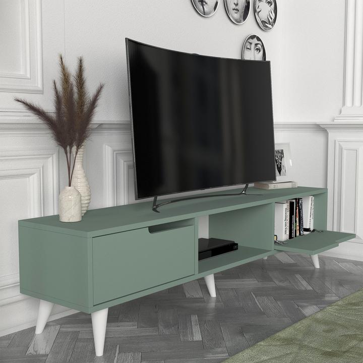 Produktbild En.Casa Fernsehschrank Kullila 160x35x40 cm Grün/Weiss (160 x 35 x 40 cm)