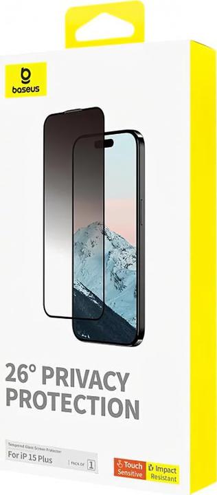 Image du produit Baseus Protection de la vie privée Verre trempé Diamond iPhone 15 Plus (1 pièce(s), Apple iPhone 15 Plus)
