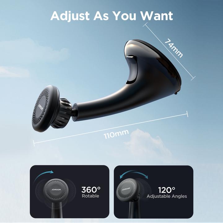 Actual product image Joyroom car magnetic phone holder for cockpit/dashboard/window black (JR-ZS356)