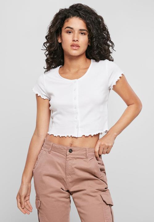 Image du produit Urban Classics Ladies Cropped Button Up Rib Tee (S, L)