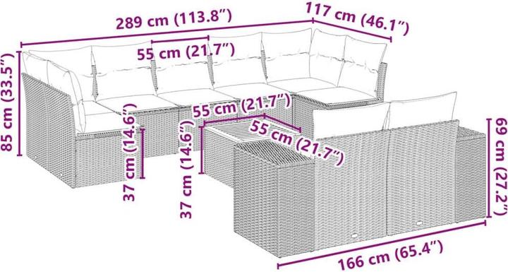 Produktbild VidaXL Gartenmöbel Sofa Garnitur Gartengarnitur Garten Sitzgruppe 10-tlg. Beige