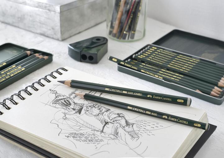 Actual product image Faber-Castell Castell 9000 Design pencil, 12-piece metal set (119064 FC) (0.70 mm, 5B, 5H, 12 x)