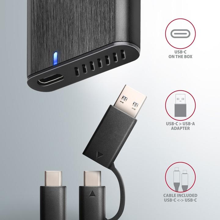 Image du produit Axagon EEM2-SB2 Boîtier USB-C 3.2 Gen 2, M.2 SSD - noir (M.2 2260, M.2 2242, M.2 2280)