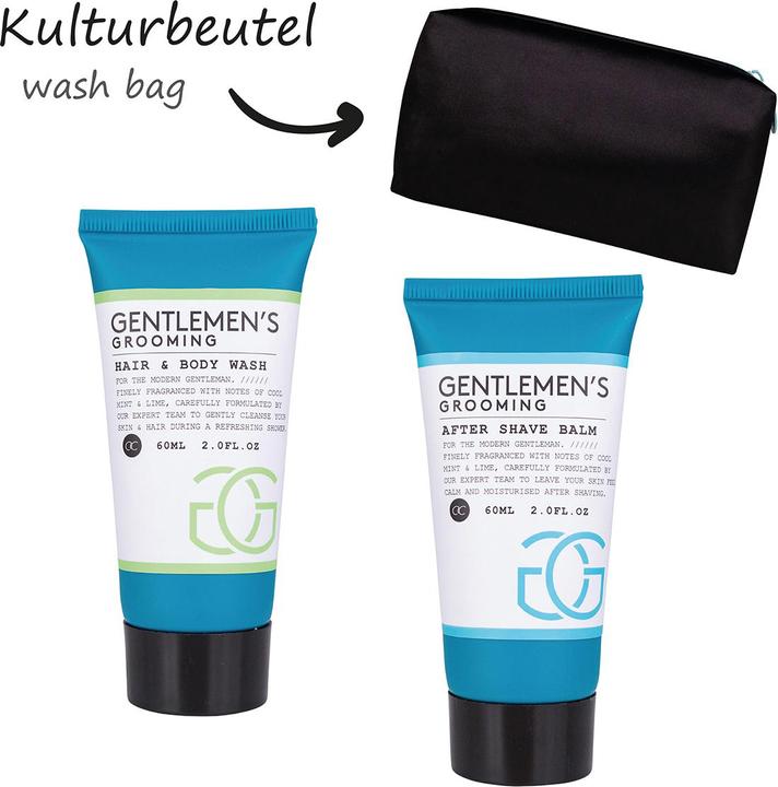 Accentra Badeset GENTLEMEN'S GROOMING in Kulturbeutel, inkl. 60ml Hair- & Bodywash, 60ml After Shave Balm, Du (Bartpflege set)