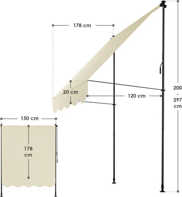 Actual product image Juskys Klemmmarkise Kapstadt (1.50 m)