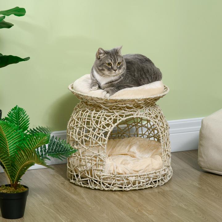 Actual product image PawHut Rattan cat basket with cushion (Cat)