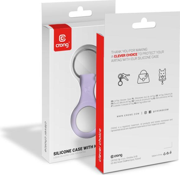 Immagine prodotto Crong Custodia in silicone con portachiavi - Brelok do Apple AirTag (fioletowy)