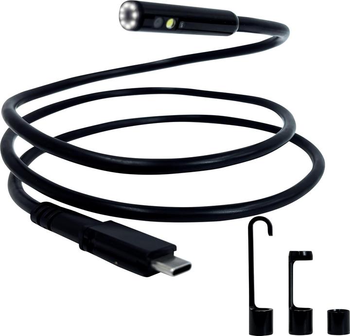 1 x magnet, 1 x hook, 1 x lens cap, 1 x 8 mm endoscope camera with triple lens, Length 1 metre