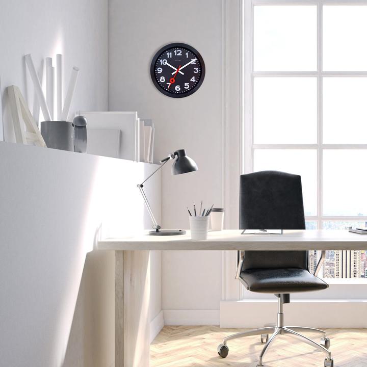 Actual product image Nextime Wall clock Station Ø 35 cm, black, shape: Round (35 cm)