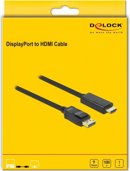 Immagine prodotto Delock DisplayPort — HDMI (Typ A) (1 m, DisplayPort, HDMI)
