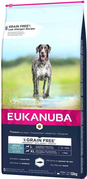 Immagine prodotto Eukanuba Grain Free Adult L/XL con Salmone (Adulto, 1 pz., 12000 g)