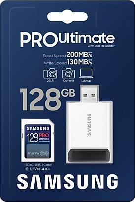 Actual product image Samsung PRO Ultimate with USB card reader (128 GB, SDXC, U3, UHS-I)