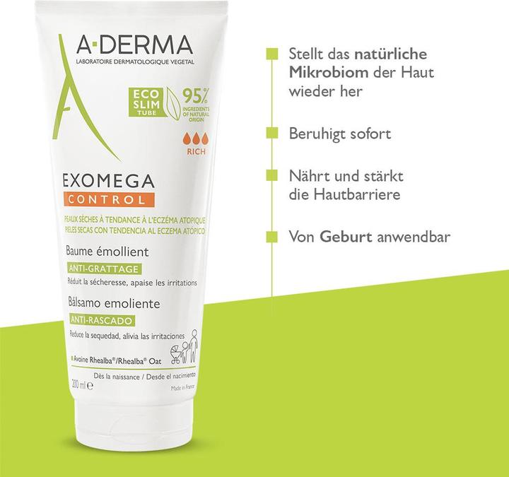 Nutritional values and ingredients A-Derma EXOMEGA CONTROL Balsam Bals (Body cream, 200 ml)