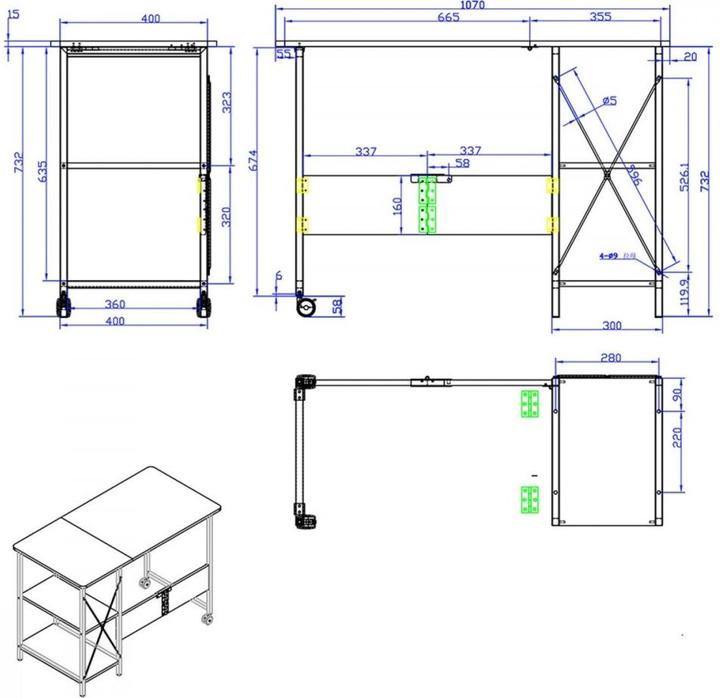 Actual product image Maclean Loft folding desk (107 x 45 x 75 cm)
