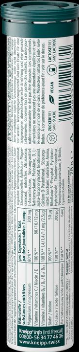 Valori nutrizionali e ingredienti Kneipp Natürliches Magnesium + B-Vitamine + C + E (20 Pezzo/i, Compressa effervescente)