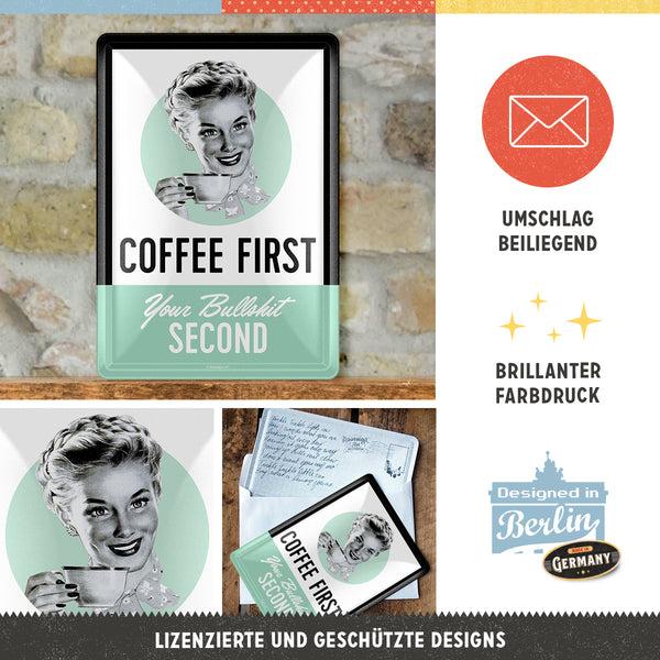 Immagine prodotto Nostalgic-Art Merchandising Blechpostkarten. Say it 50's / Coffee First (1 pz.)