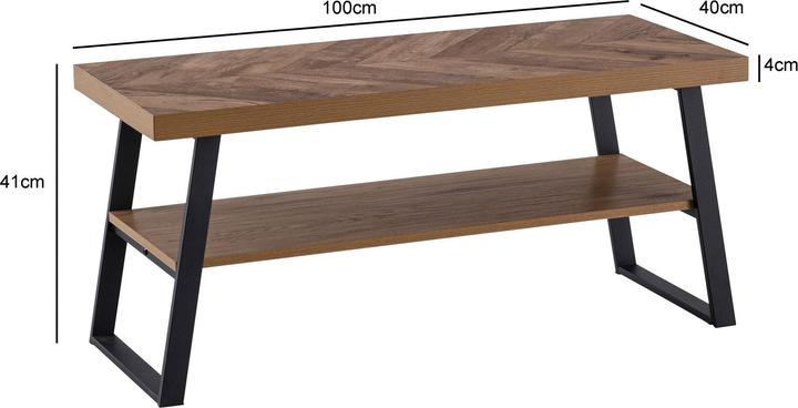 Produktbild FineBuy Schuhbank 100 cm Garderobenbank Eiche Fischgrät Dekor Flur Schuhregal (100 cm)