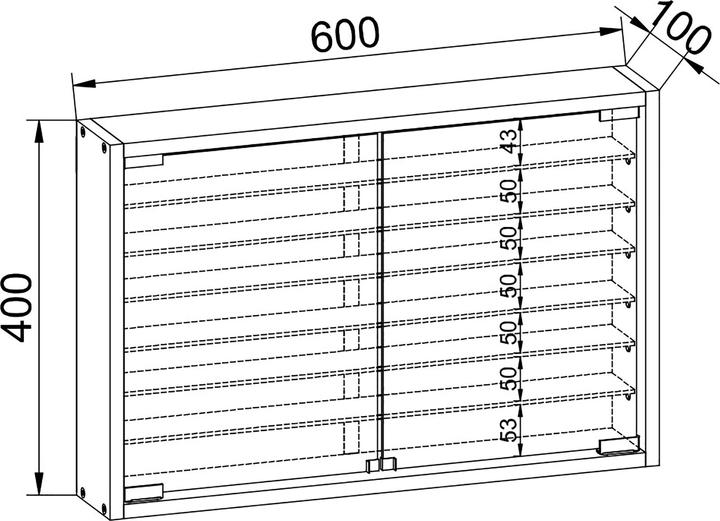 Produktbild VCM Holz Glas Hängevitrine Wandvitrine Sammel Deko Sammler Vitrine Mandosa XL (60 x 10 x 40 cm)