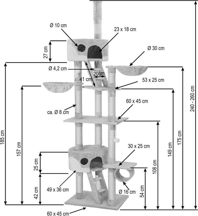 Produktbild tectake Hansi (260 cm, Weiss, Schwarz)