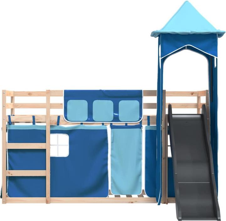 Produktbild VidaXL Etagenbett mit Rutsche und Gardinen (90 x 200 cm)