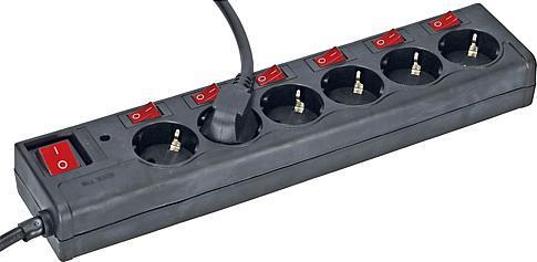 Actual product image 6-way socket strip with main and 6 individual switches GNB(6)KS06 (6 x)