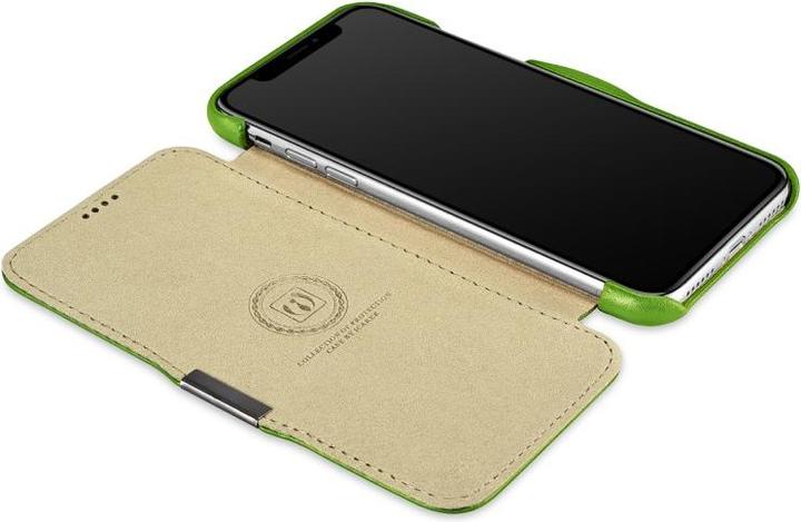 Produktbild iCarer iPhone X/XS - Luxury Series Flip Case Grün RIX02 (Apple iPhone X, Apple iPhone XS)