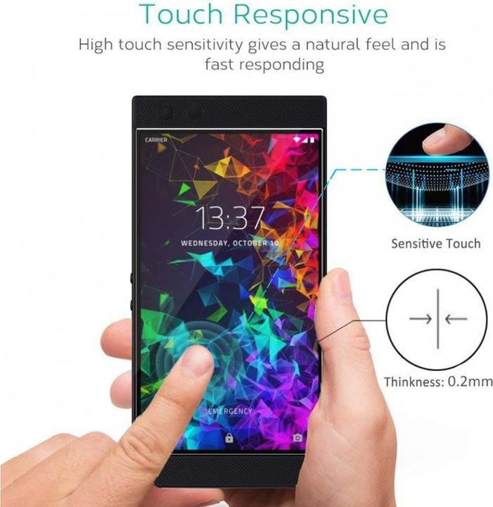 Actual product image Screenguard Razer Phone 2 Protective Glass Film Case Friendly Design (1 Piece, Razer Phone 2)