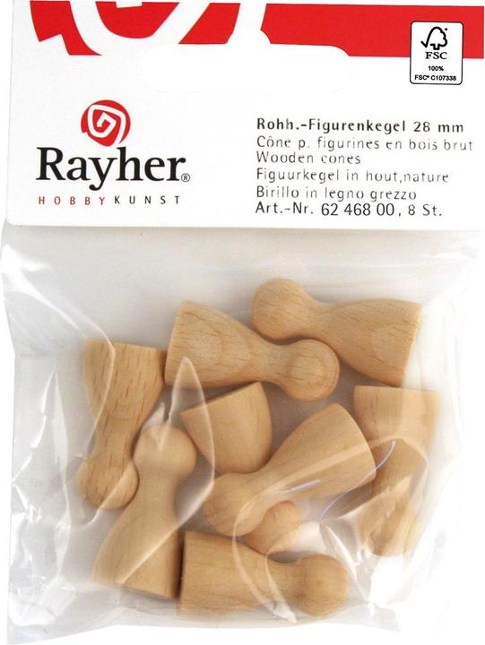 Immagine prodotto Rayher Figure di gioco in legno, 28 mm, 10 pezzi. 100% FSC