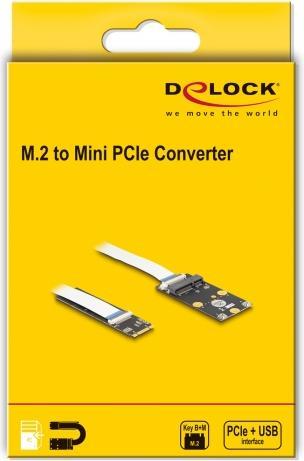 Actual product image Delock Converter M.2 Key B+M connector to 1 x Mini PCIe Slot half size / full size with flexible cable
