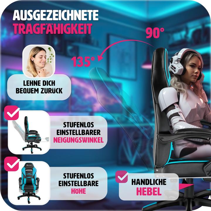 Actual product image tectake Comodo Racing Office Chair with Footrest