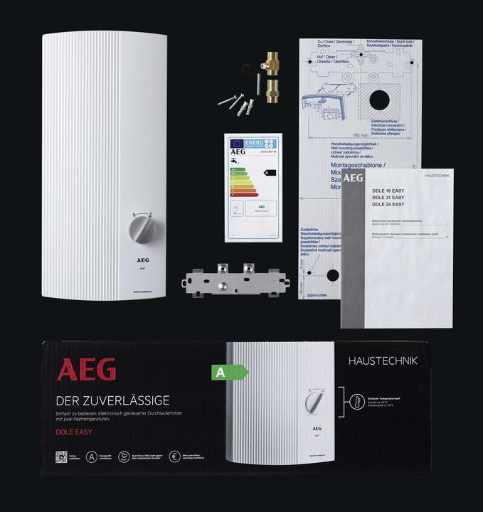 Actual product image AEG Haustechnik DDLE EASY 21 kW Electronic instantaneous water heater, 2 fixed temperatures shower 42 °C/kitchen