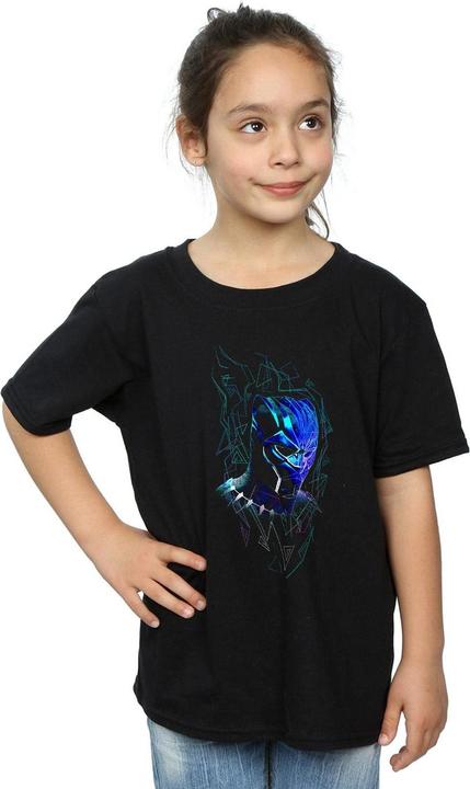 Actual product image Girls Black Panther Neon Mask Cotton T-Shirt (140, 146)
