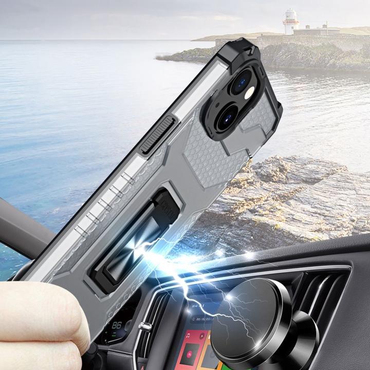 Actual product image Hurtel Crystal Ring Case Kickstand Tough Rugged Cover for iPhone 13 black (Apple iPhone 13)