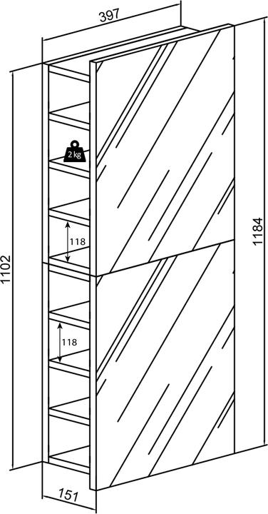 Produktbild VCM Badspiegel Wandspiegel Hängespiegel Spiegelschrank Badezimmer Flandu XL 118 x 40 (40 x 15 x 118 cm)