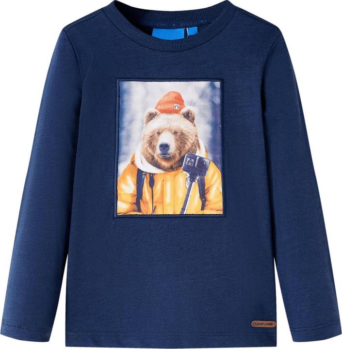 Immagine prodotto VidaXL Camicia da bambino a maniche lunghe blu navy melange 116,Materiale: 100 (116)