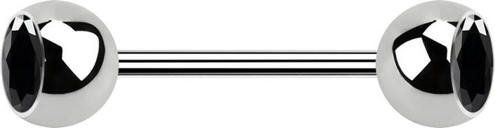Actual product image Star Piercing Micro barbell silver with two balls and black crystal (without brass, Surgical steel 316L)