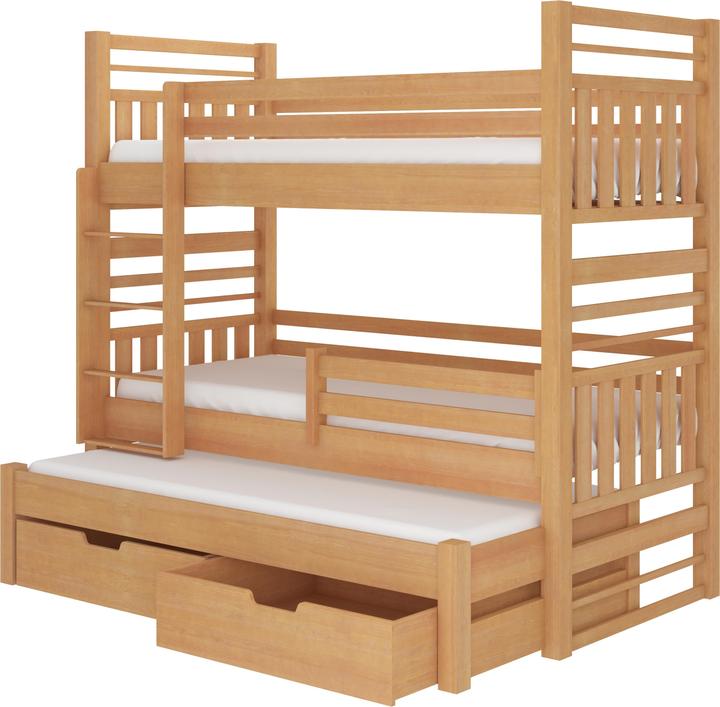 Produktbild ADRK Furniture Etagenbett verdreifachen mit Matratzen HIPPO 180x80 (180 x 80 cm)