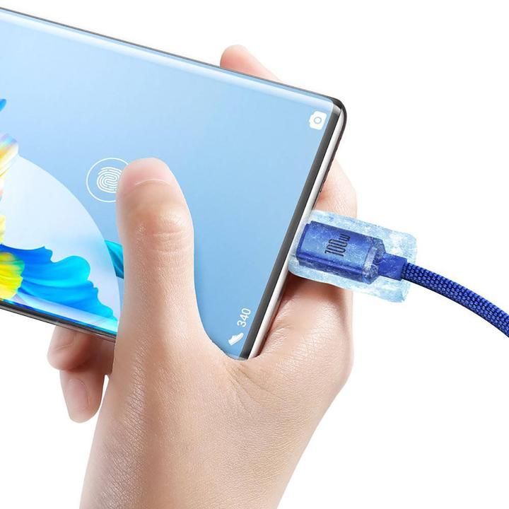 Image du produit Baseus Crystal Shine Series Fast Charging Data Cable USB to Type-C 100W 2m Blue (2 m, USB 2.0)
