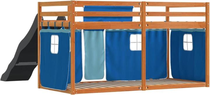 Image du produit VidaXL Lit superposé avec toboggan et rideaux (90 x 200 cm)