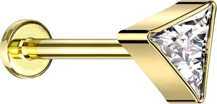 Immagine prodotto Star Piercing Labret Micro Threadless triangolo placcato oro argento cristallo placcato oro (Titanio G23, senza ottone)