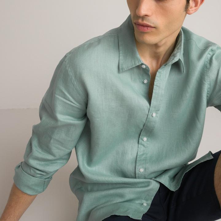 Image du produit La Redoute Collections Chemise droite en lin Signature à manches longues (S)