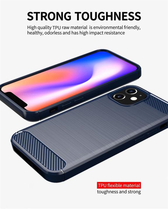 Image du produit Cadorabo TPU Ultra Slim carbon edelstahl Combi Cover (Apple iPhone 12 mini)